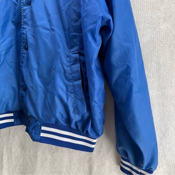 Vintage Haband L Blue Bomber Style Windbreaker Starter Jacket Nylon Snaps 90’s - Picture 3 of 6